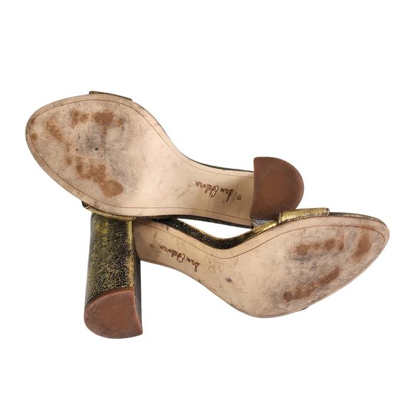 Sam Edelman Womens Yaro Heeled Sandals Size 8.5 Pure Gold Brushed Suede Open Toe - Picture 10 of 12